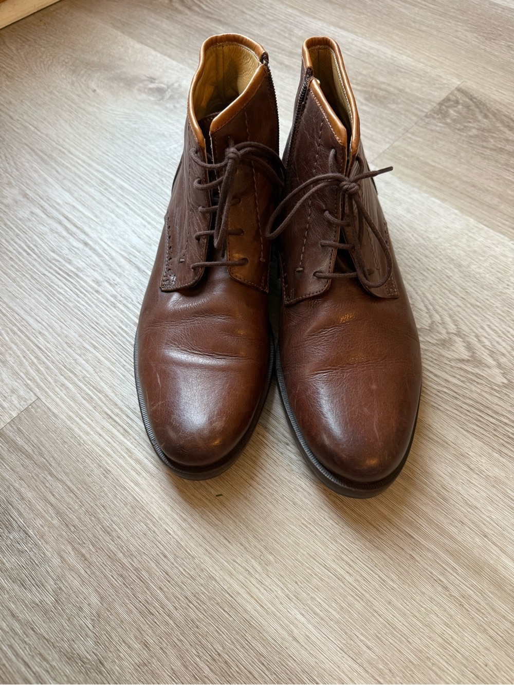 Men's Brown Leather Lace-Up Boots